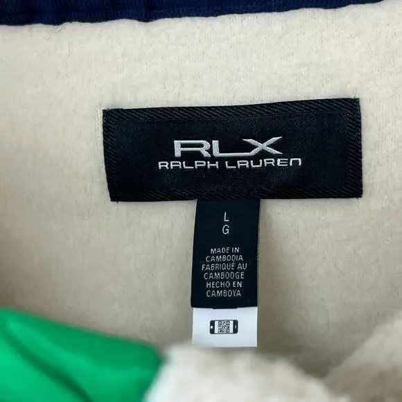 RALPH LAUREN Fleece Womens L RLX Ripstop Trim Full Zip Funnel Neck Off White